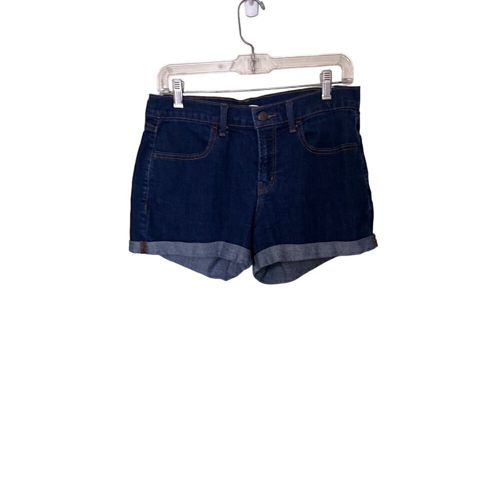 Old Navy Womens Dark Blue‎ Denim Jean Shorts Size 8 With Rolled Cuffs & Pockets